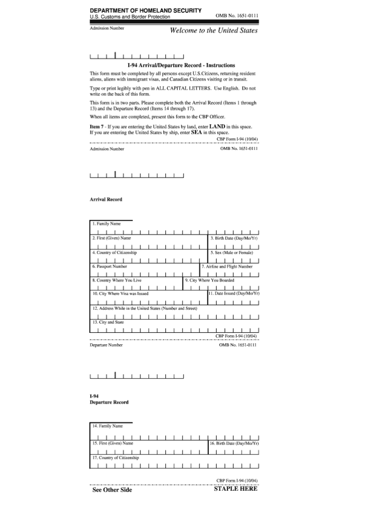 I 94 Form Pdf Fillable Fill Out Sign Online DocHub