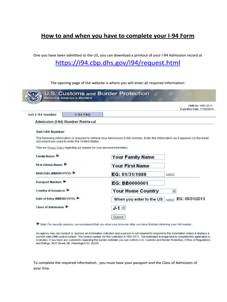 I94 Immigration Form Printable Study Planner I94 Immigration Form Printable Study Planner