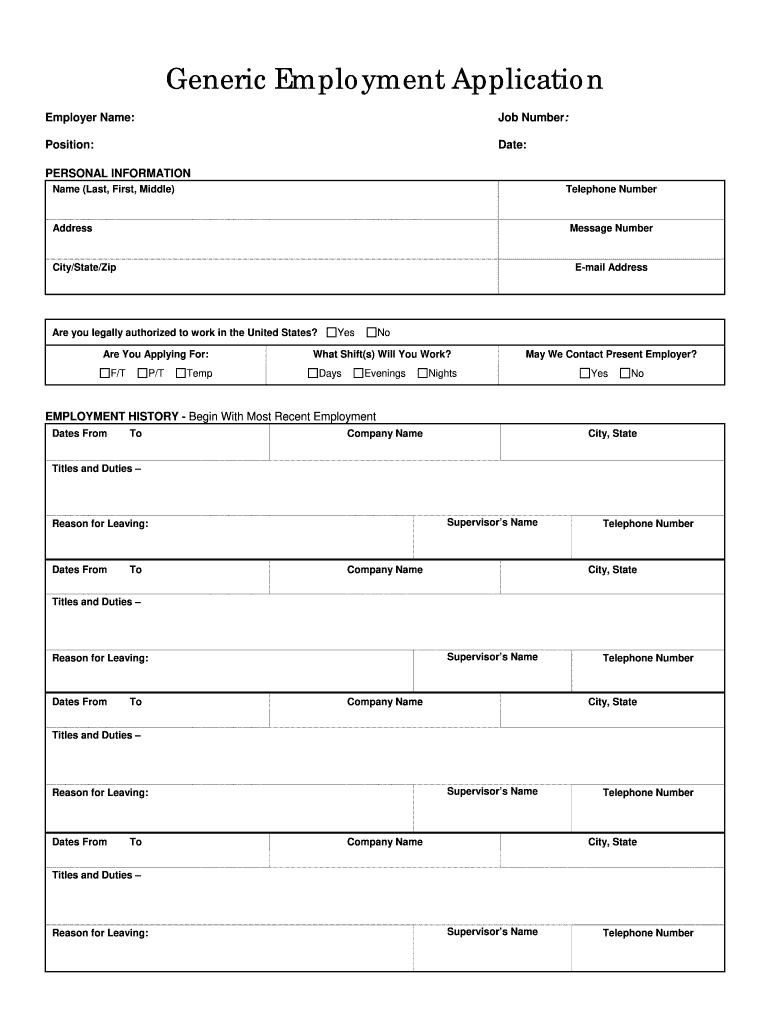 ID DoL Generic Employment Application Fill Out Sign Share Online PdfFiller