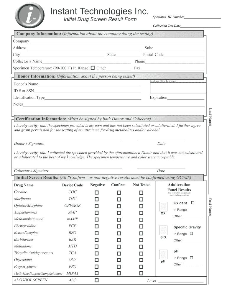 Instant Technologies Initial Drug Screen Result Fill Out Sign Share Online PdfFiller