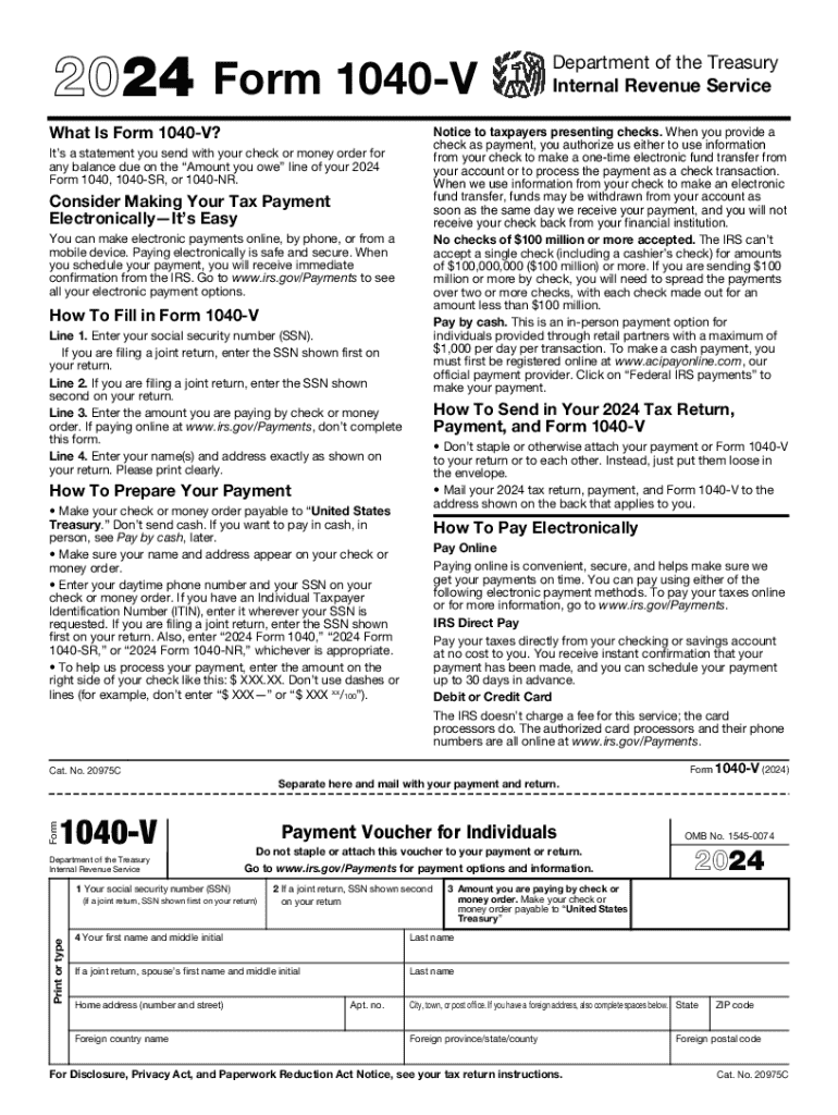 Irs Form 1040 V Fill Out Sign Online DocHub