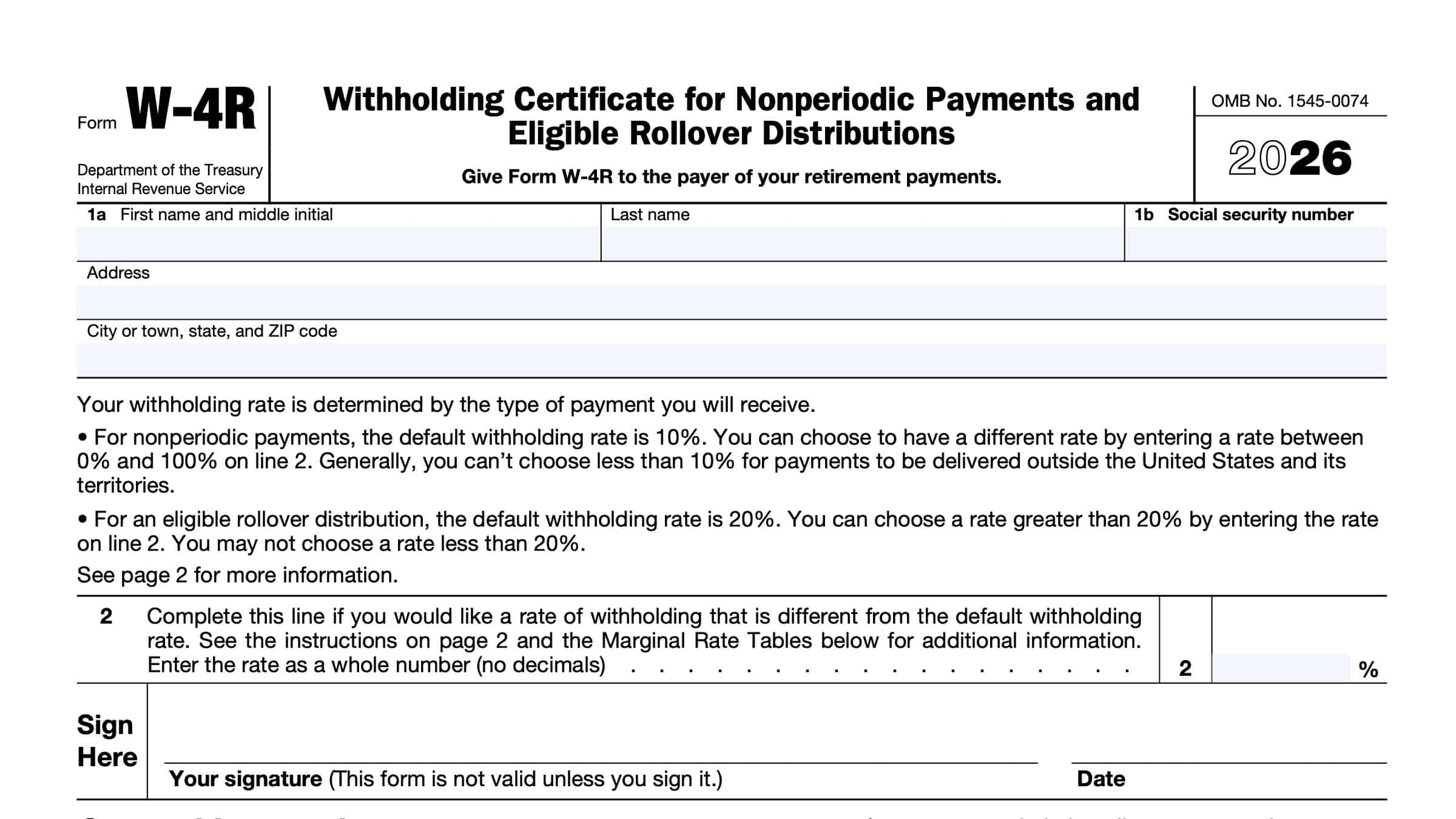 IRS Form W 4R Instructions Nonperiodic Payments And Rollovers IRS Form W 4R Instructions Nonperiodic Payments And Rollovers