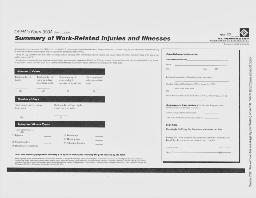 osha 300a form printable