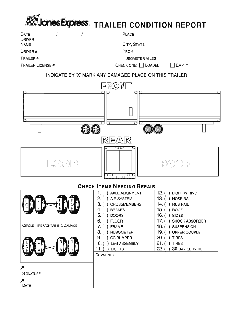 Jones Express Trailer Condition Report Fill Out Sign Share Online PdfFiller Jones Express Trailer Condition Report Fill Out Sign Share Online PdfFiller