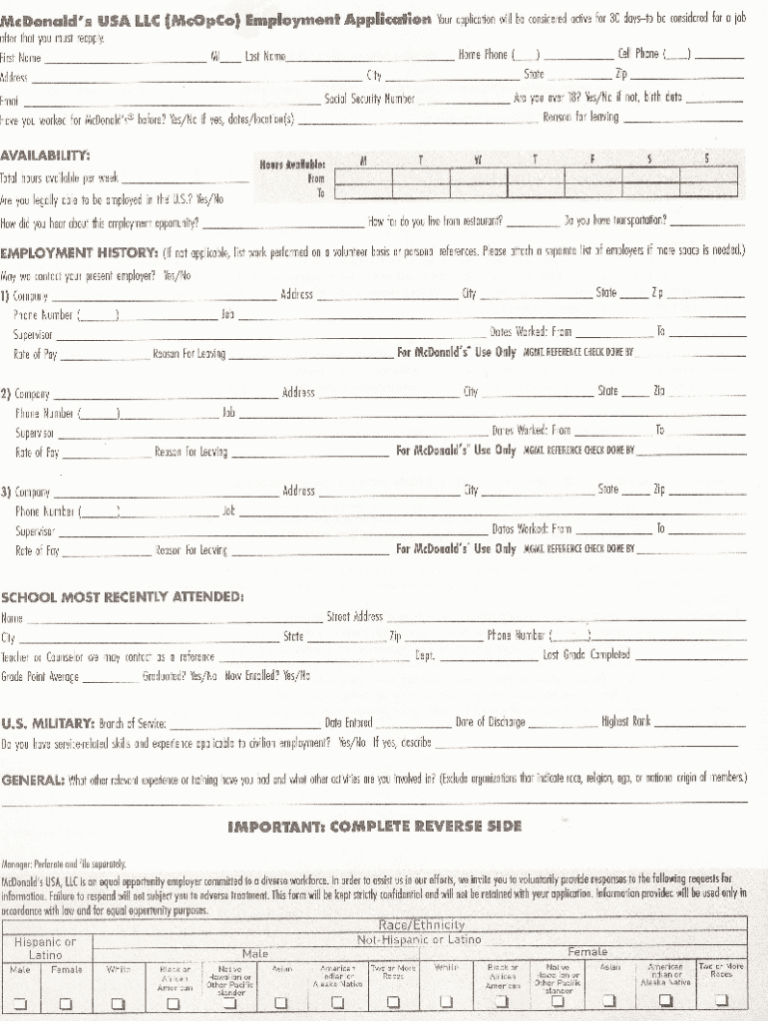 McOpCo Employment Application Fill Out Sign Share Online PdfFiller