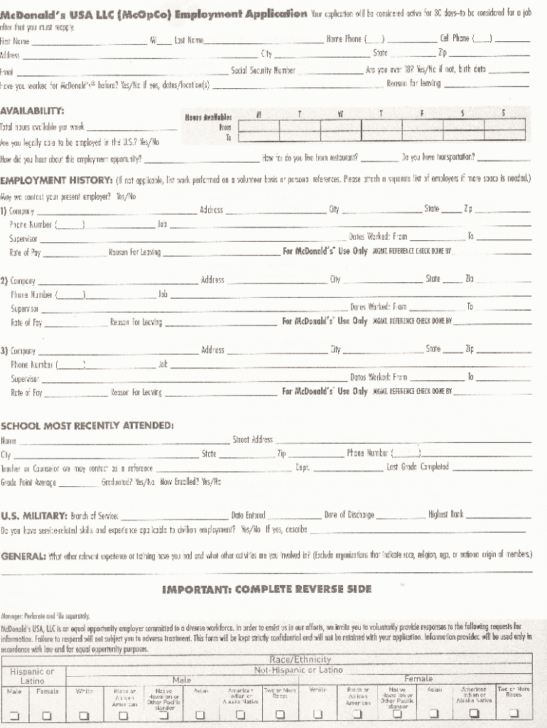 McOpCo Employment Application Fill Out Sign Share Online PdfFiller
