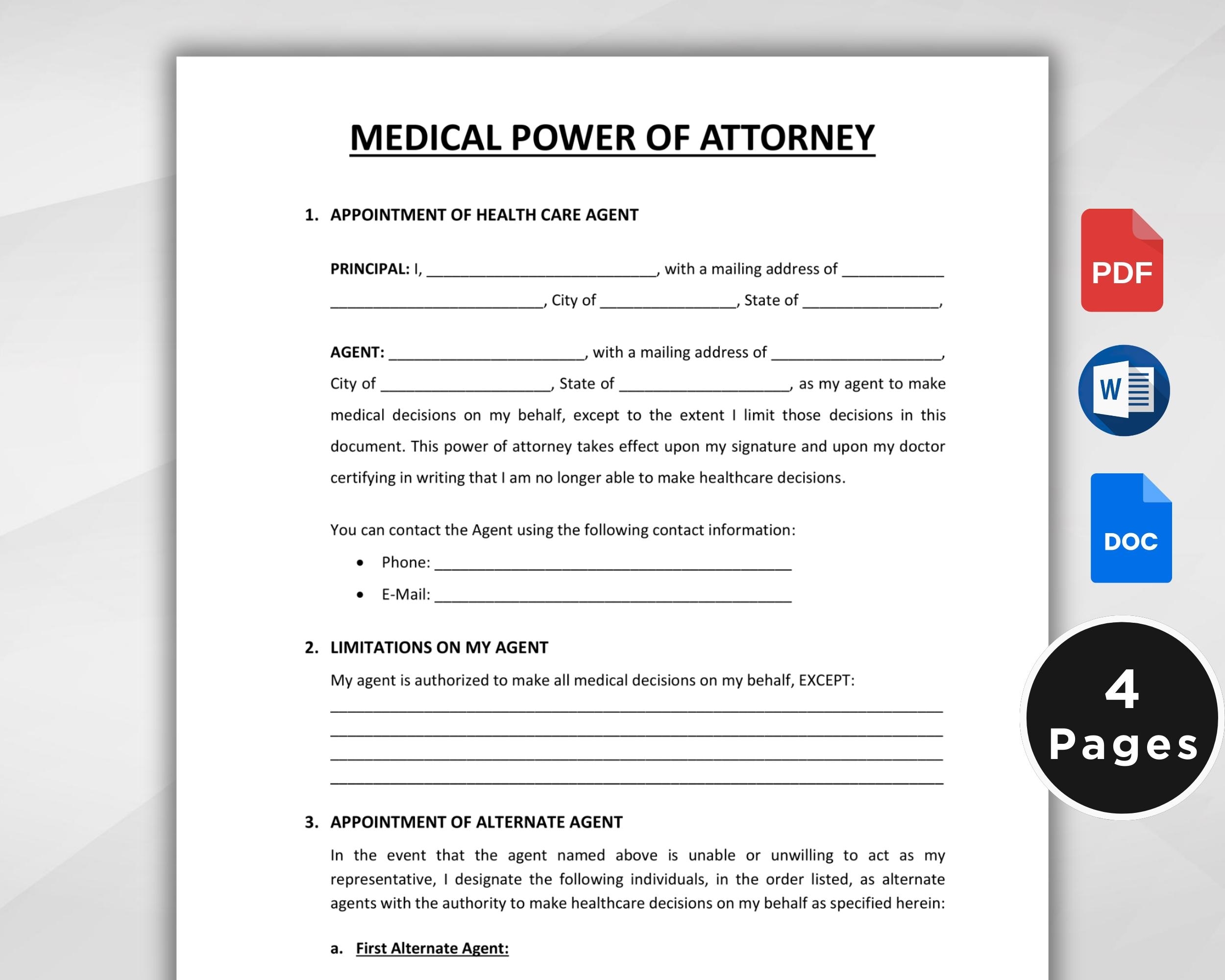 medical power of attorney printable form