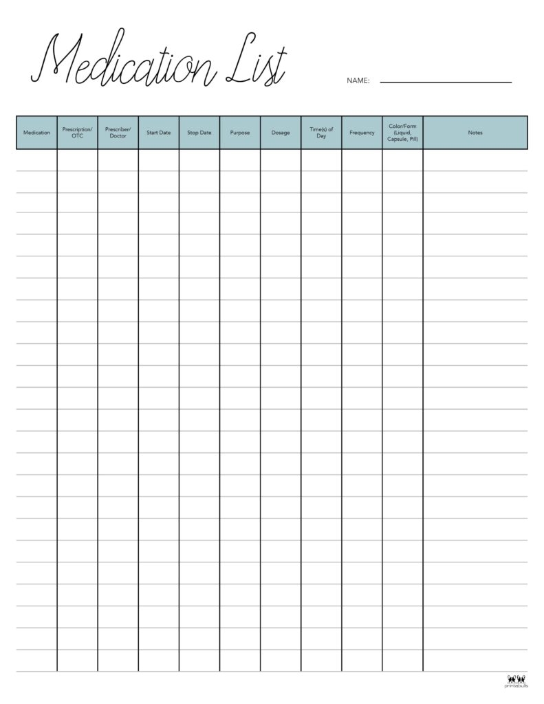 free printable medication forms free printable medication forms