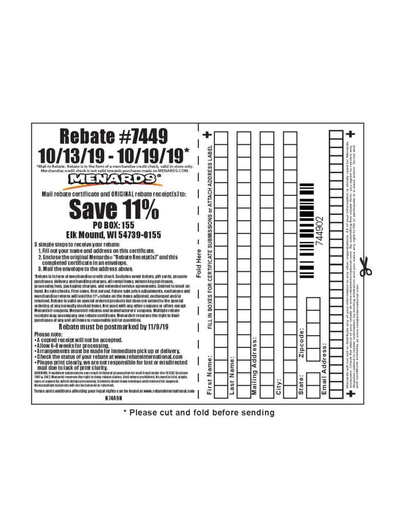 Menards Rebate Form To Print