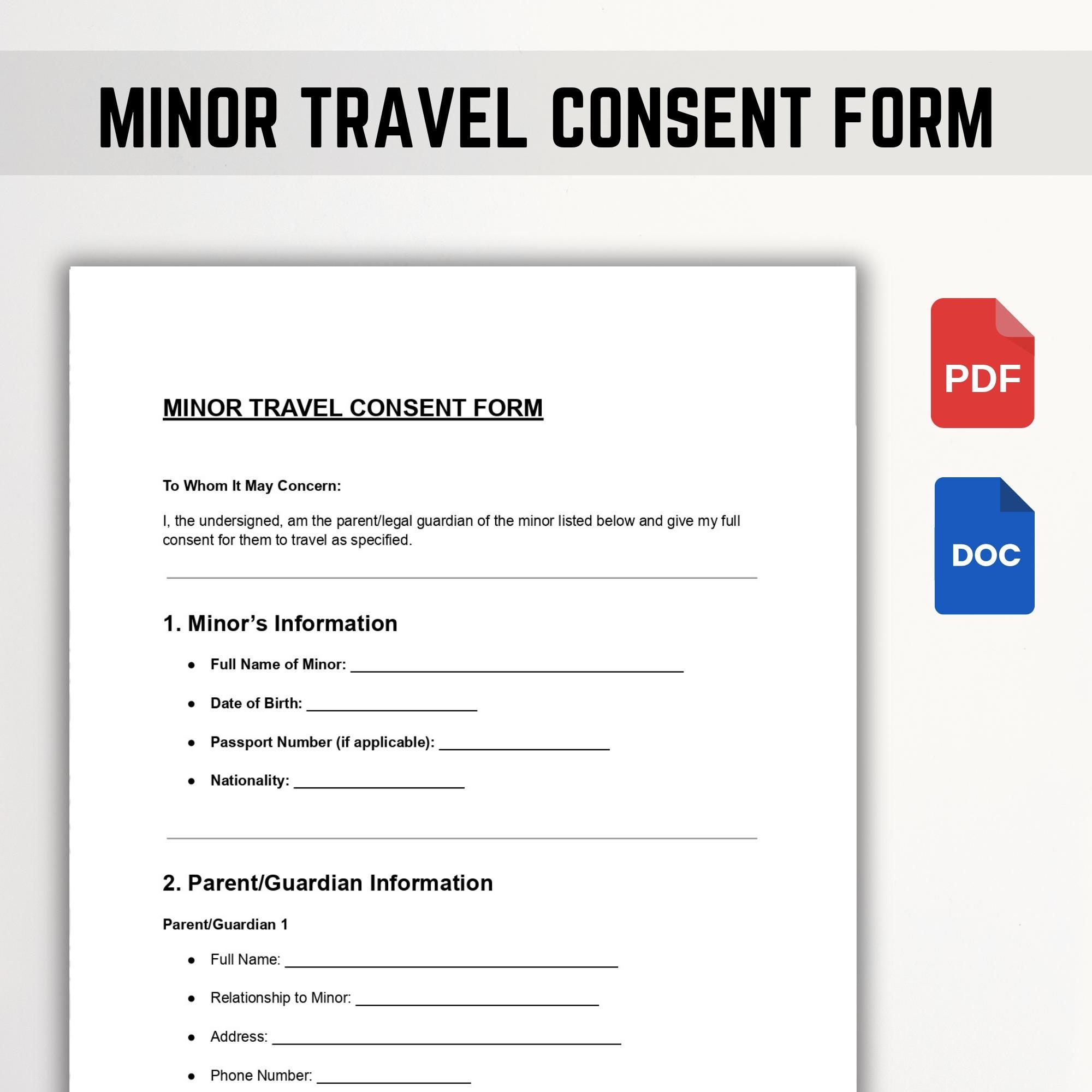 printable travel consent form for minor