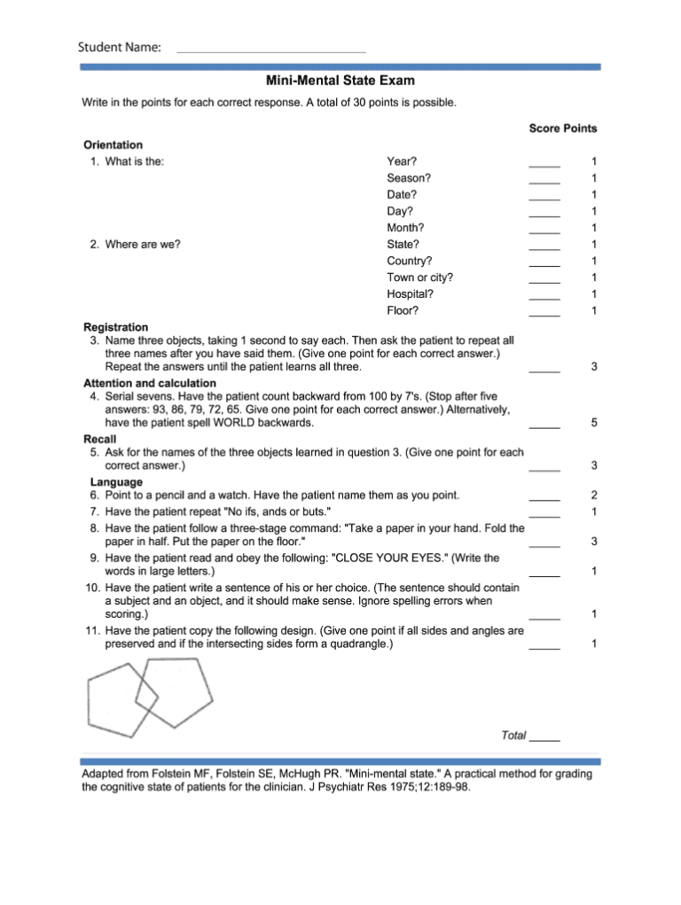 Mmse Score Fill Out Sign Online DocHub