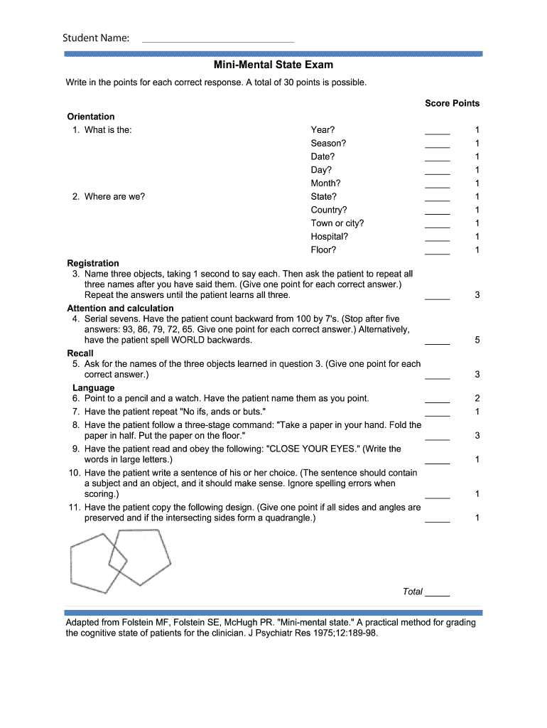 Mmse Score Fill Out Sign Online DocHub