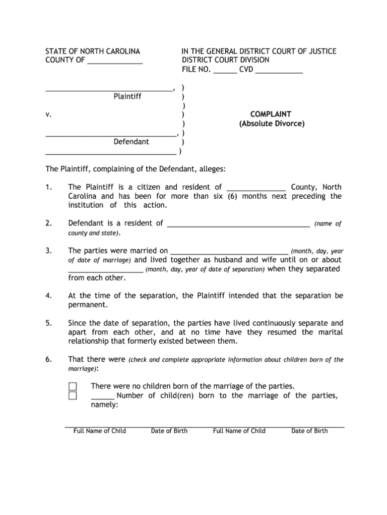 Nc Divorce Forms Pdf Fill Out Sign Online DocHub