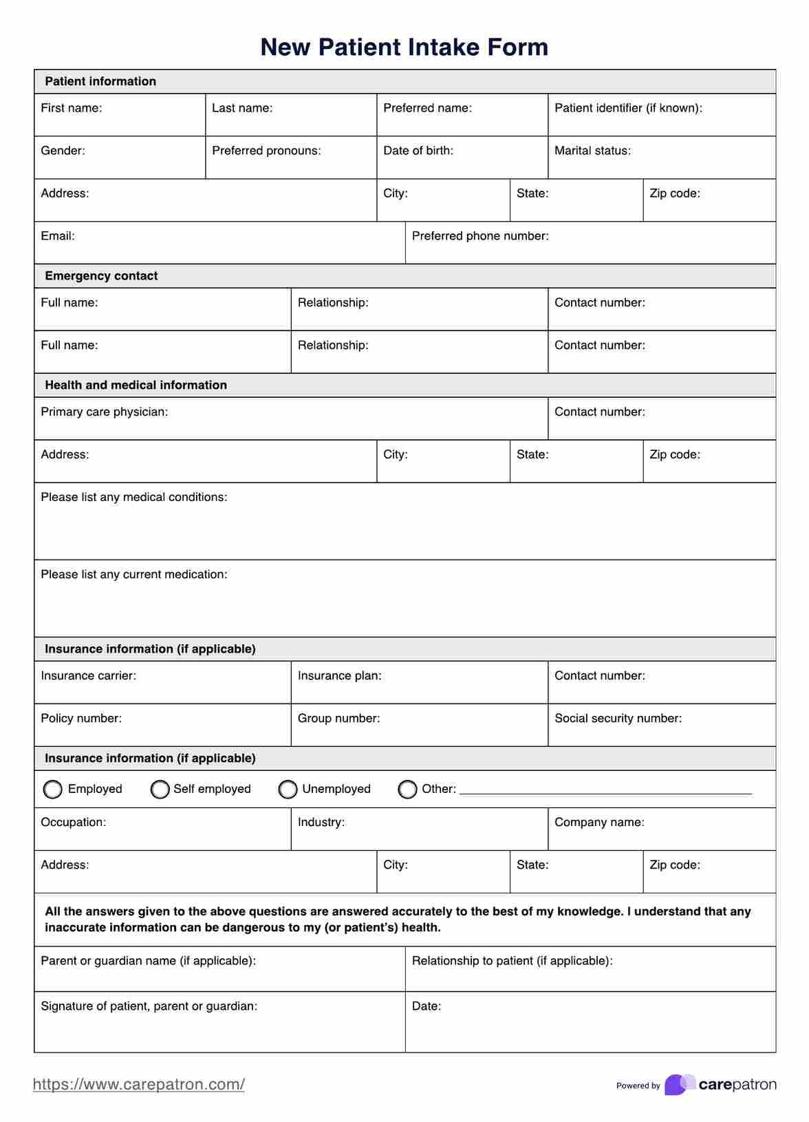 New Patient Intake Form