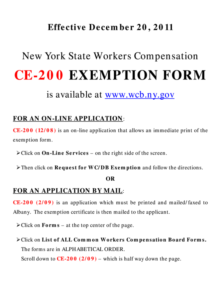 New York State Workers Compensation Exemption Form Fill Out Sign Share Online PdfFiller