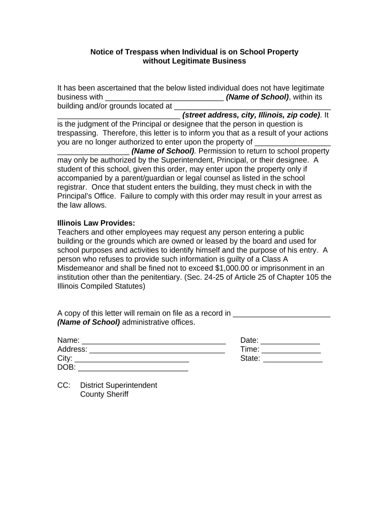 Notice Trespass Property Form Pre built Template AirSlate SignNow