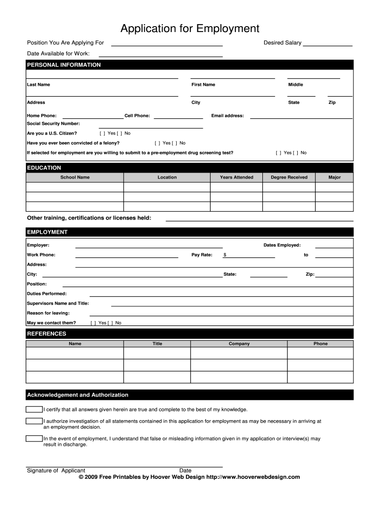 Online Application For Employment Fill Out Sign Share Online PdfFiller