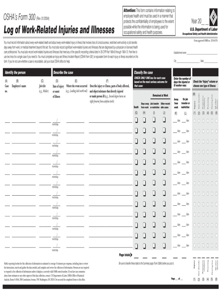 OSHA Form 300 Fill Out Sign Share Online PdfFiller
