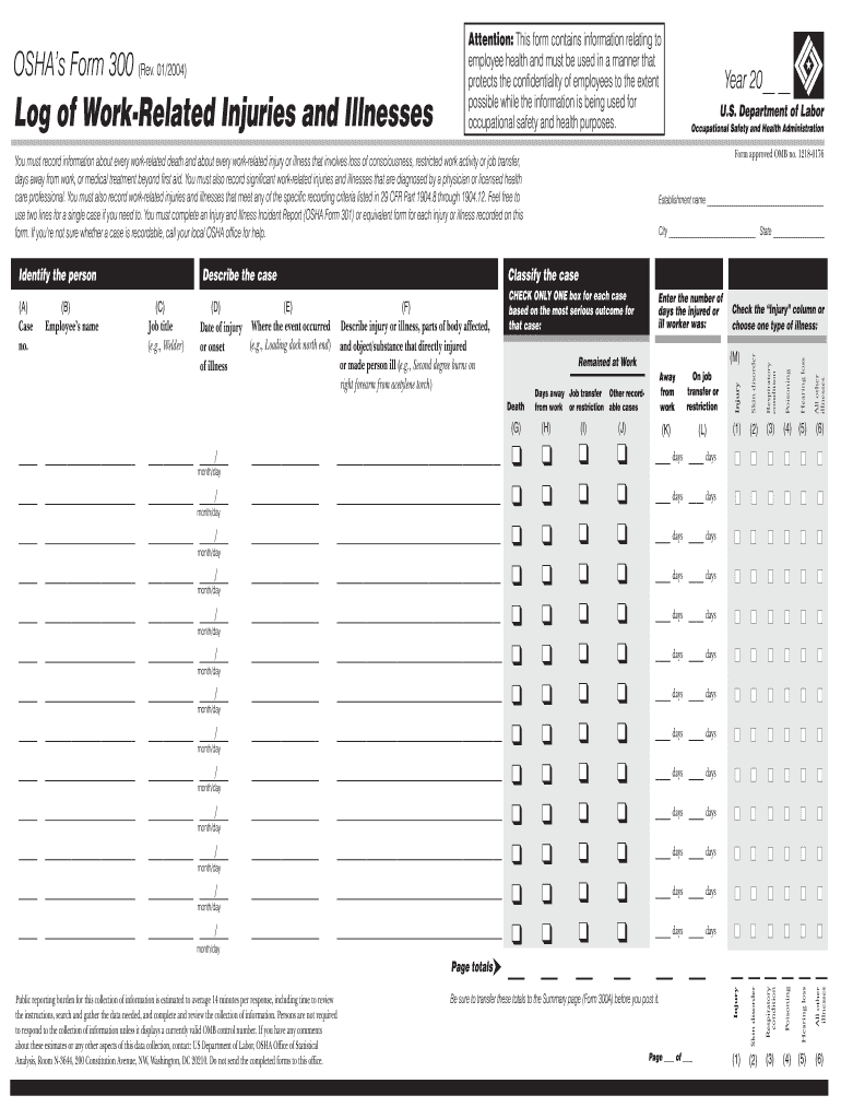 OSHA Form 300 Fill Out Sign Share Online PdfFiller OSHA Form 300 Fill Out Sign Share Online PdfFiller