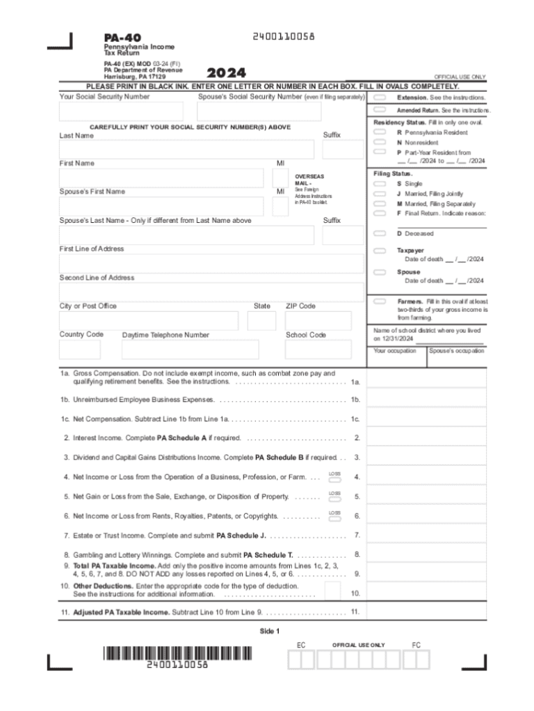 Pa 40 Tax Form Fill Out Sign Online DocHub