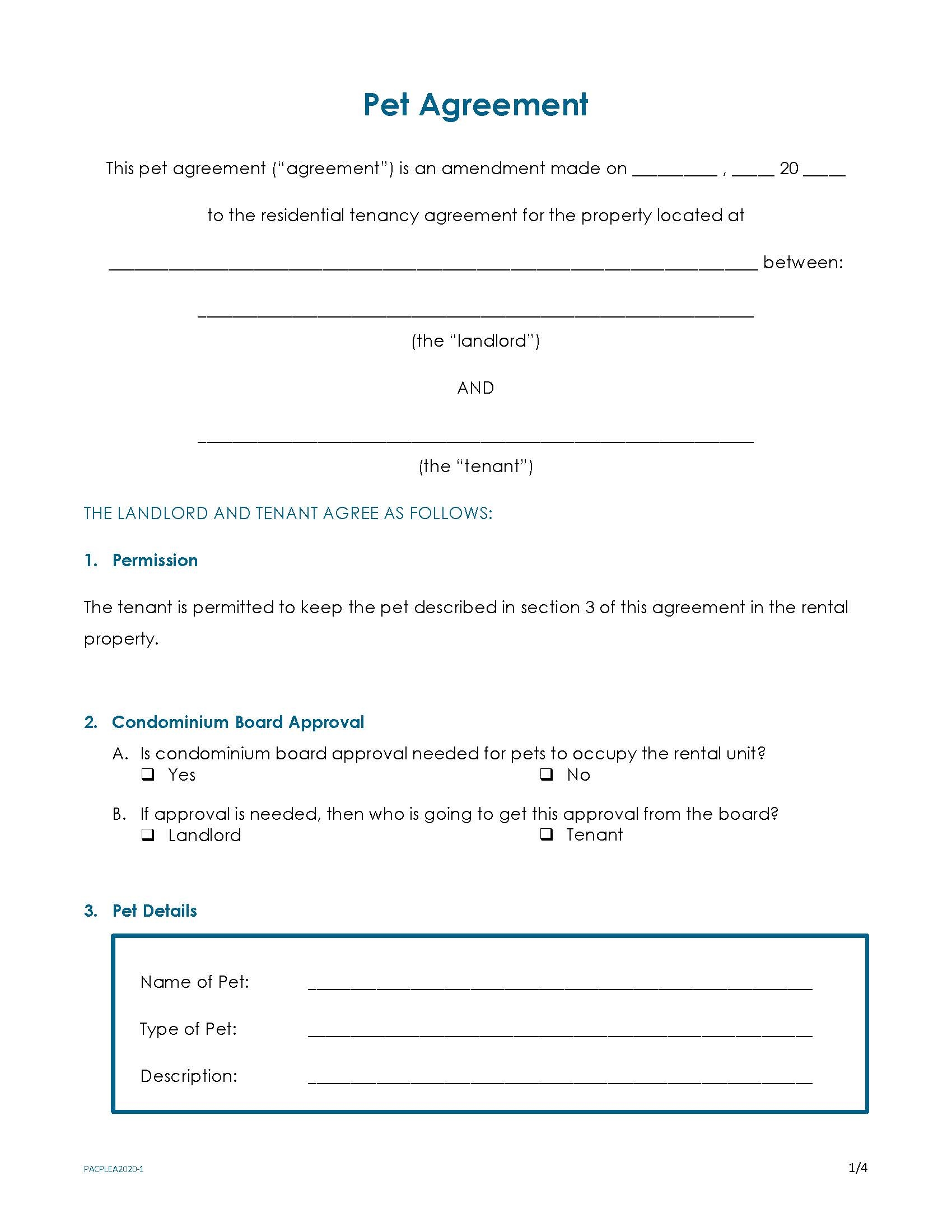Pet Agreement For Rental Properties Fillable Form CPLEA CA Pet Agreement For Rental Properties Fillable Form CPLEA CA