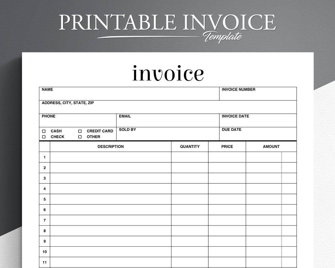 Printable Business Invoice Form Simple Easy 8 5x11 US Letter PDF Etsy Printable Business Invoice Form Simple Easy 8 5x11 US Letter PDF Etsy