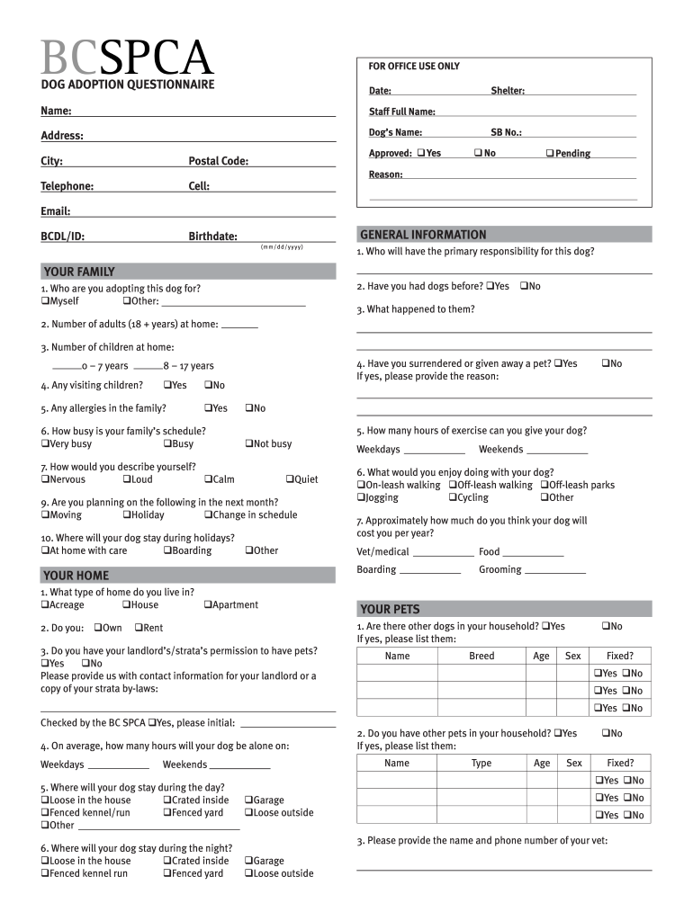 free printable pet adoption forms free printable pet adoption forms