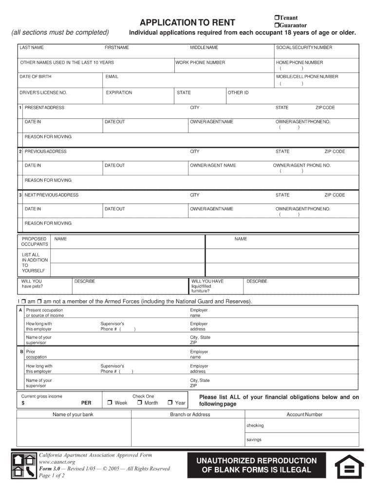 Printable Rental Application California Fill Out Sign Share Online PdfFiller