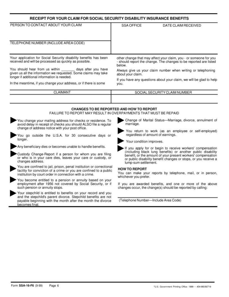 Ssa 16 F6 Form Fill Out Printable PDF Forms Online