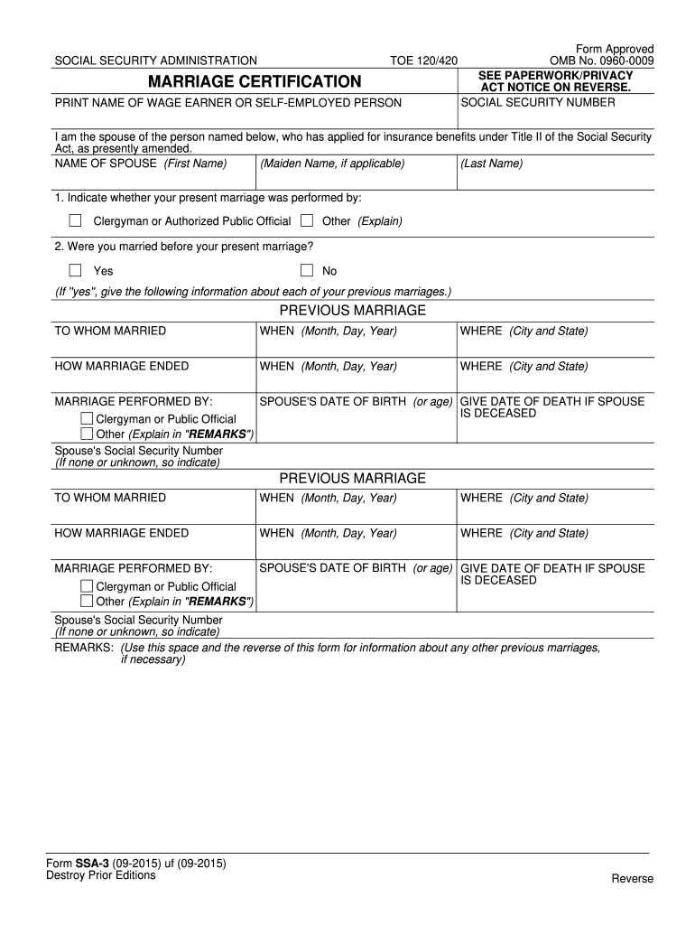 Ssa 3 Marriage Certification Form Fill Out Sign Online DocHub Ssa 3 Marriage Certification Form Fill Out Sign Online DocHub