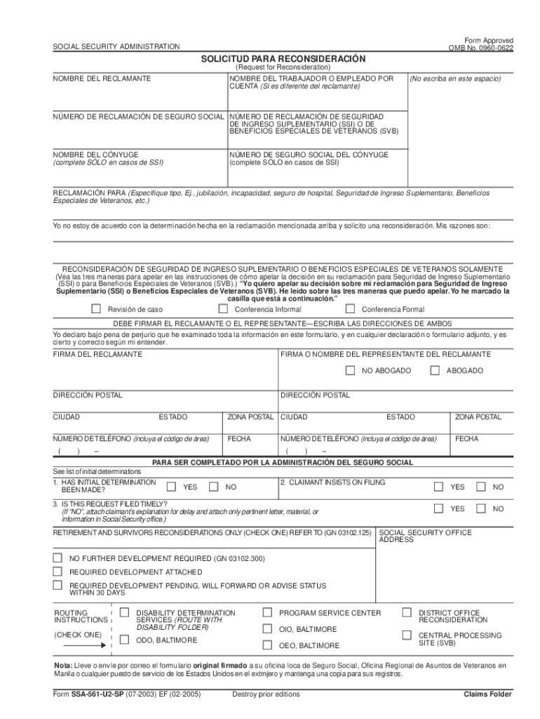 Ssa 561 U2 Sp Fill Out Sign Online DocHub