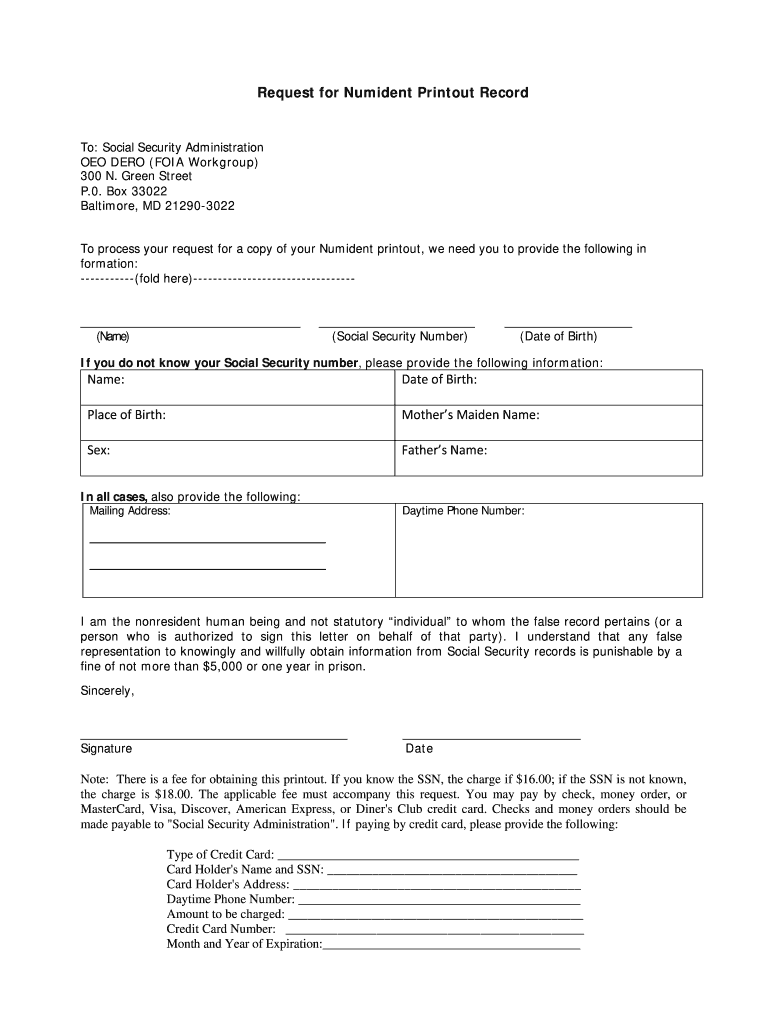 SSA Request For Numident Printout Record Fill Out Sign Share Online PdfFiller SSA Request For Numident Printout Record Fill Out Sign Share Online PdfFiller