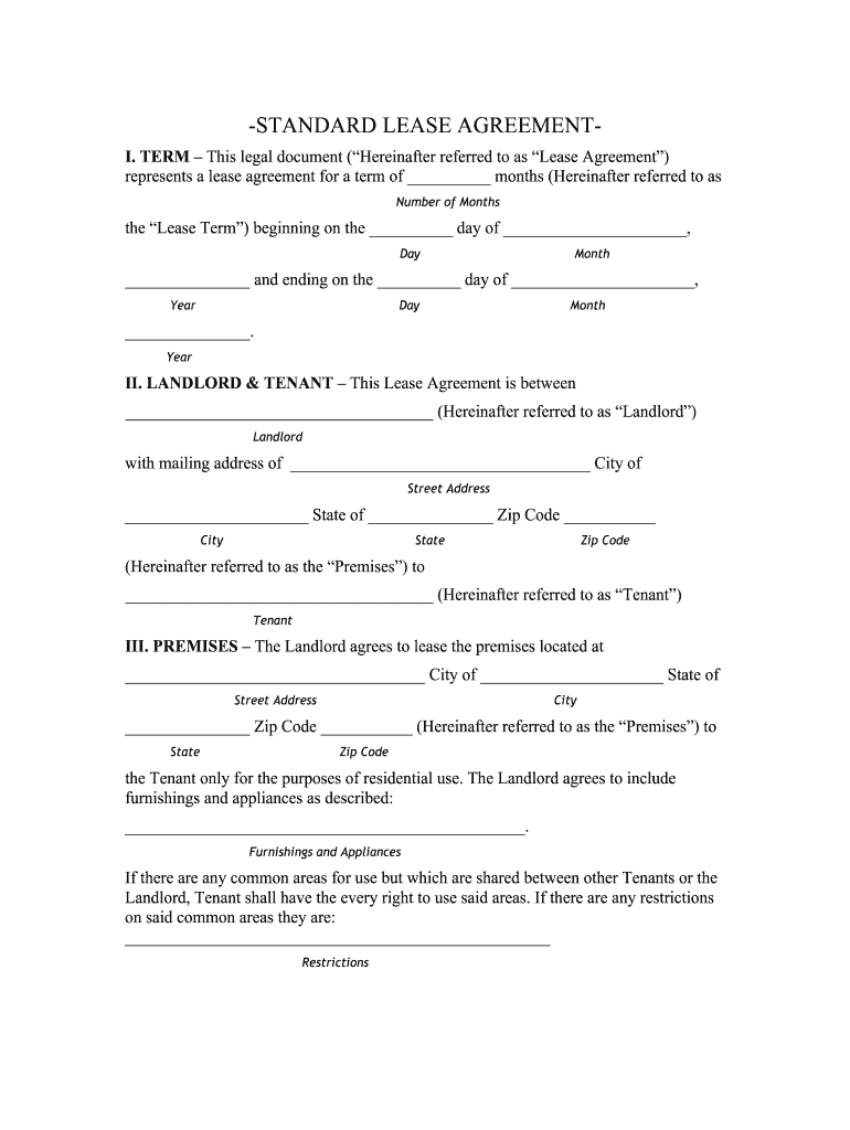 Standard Residential Lease Agreement Fill Out Sign Share Online PdfFiller Standard Residential Lease Agreement Fill Out Sign Share Online PdfFiller
