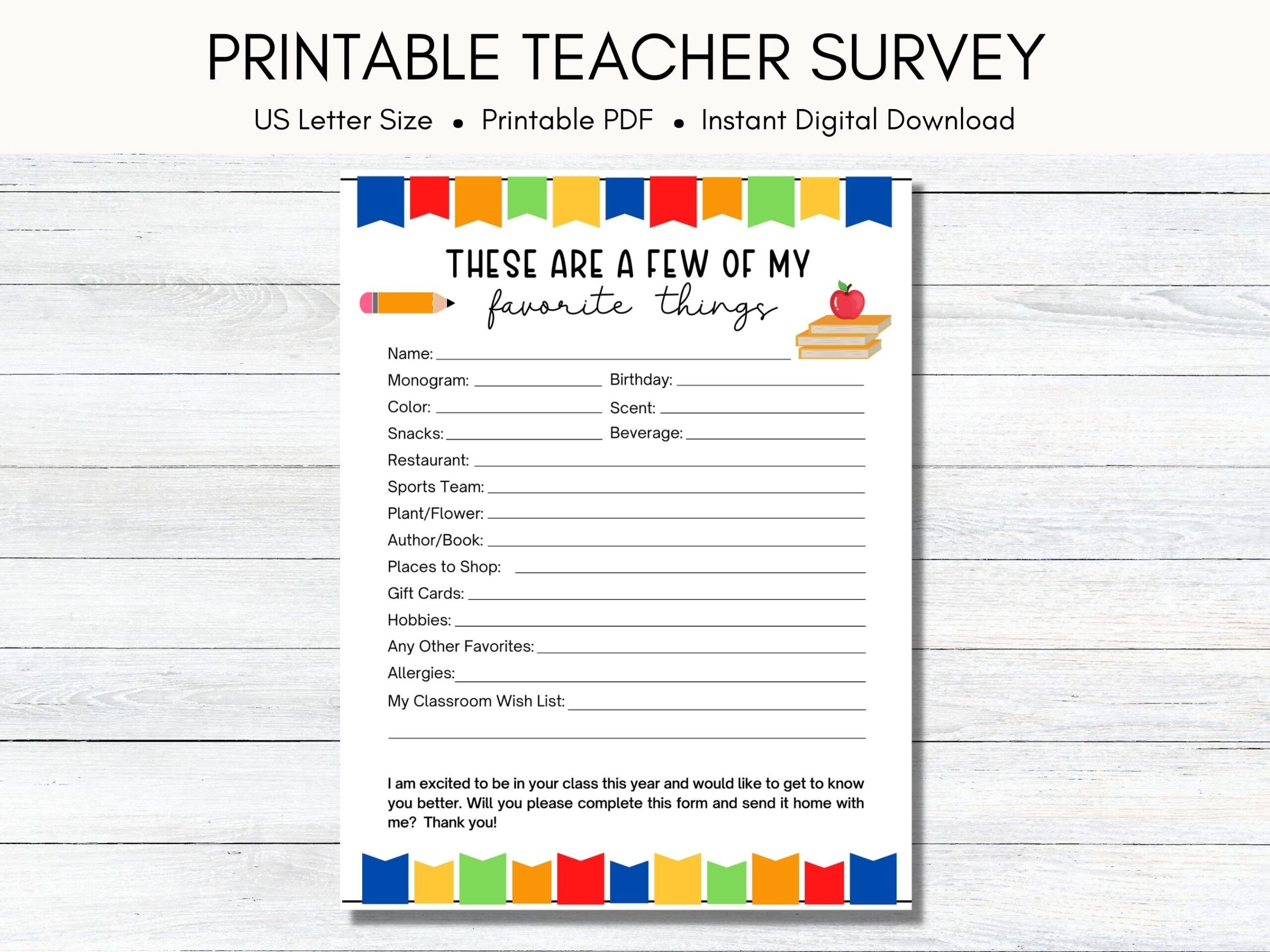 Teacher Favorite Things Survey Printable Instant Download Teacher Questionnaire Template All About My Teacher Form Back To School Ideas Etsy Teacher Favorite Things Survey Printable Instant Download Teacher Questionnaire Template All About My Teacher Form Back To School Ideas Etsy