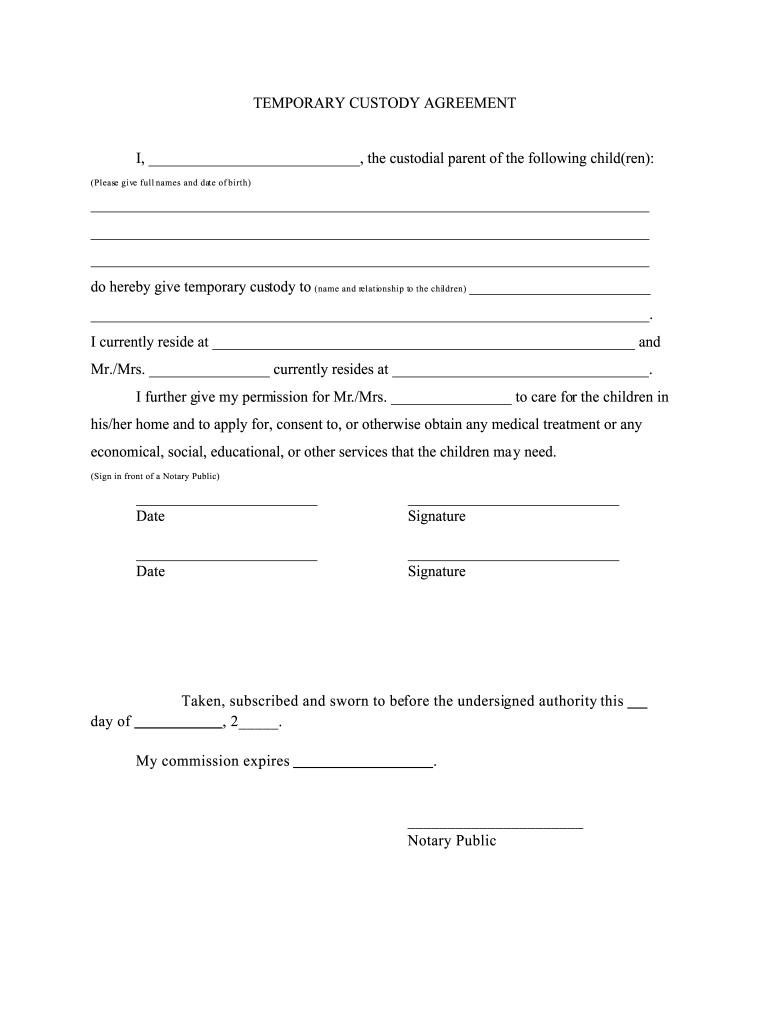 Temporary Custody Agreement Fill Out Sign Share Online PdfFiller Temporary Custody Agreement Fill Out Sign Share Online PdfFiller