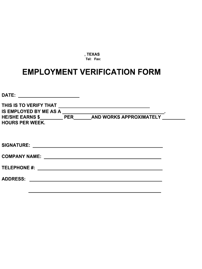 TX Employment Verification Form Fill Out Sign Share Online PdfFiller