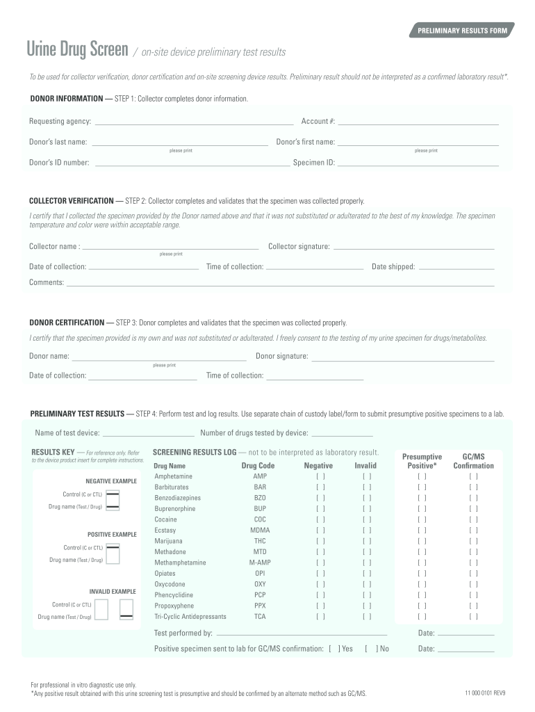 Urine Drug Screen Preliminary Results Fill Out Sign Share Online PdfFiller