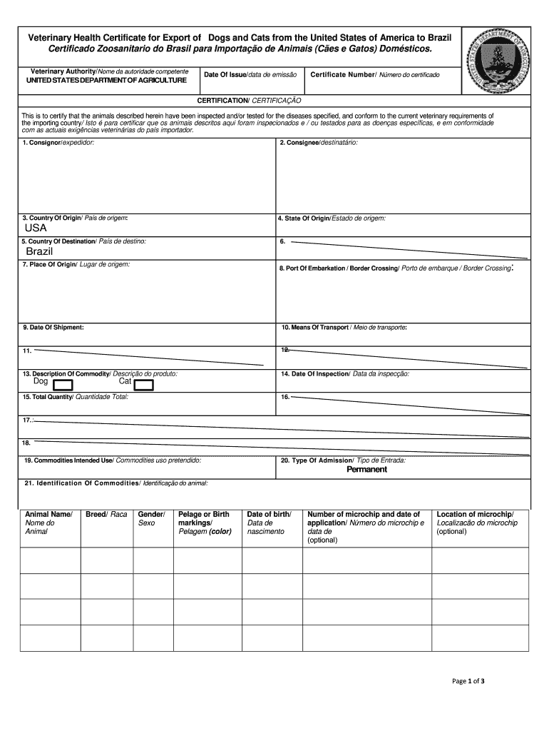 USDA Veterinary Health Certificate For Export Of Dogs Fill Out Sign Share Online PdfFiller USDA Veterinary Health Certificate For Export Of Dogs Fill Out Sign Share Online PdfFiller