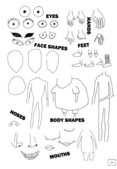 Close-up of Burton-style facial features in ink