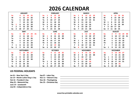 Printable calendar page with notes and icons