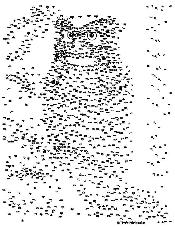 Worksheet showing numbered giant dots ready for tracing