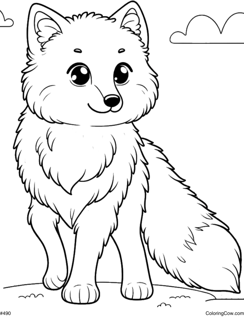 Simple elf-fox coloring page outline