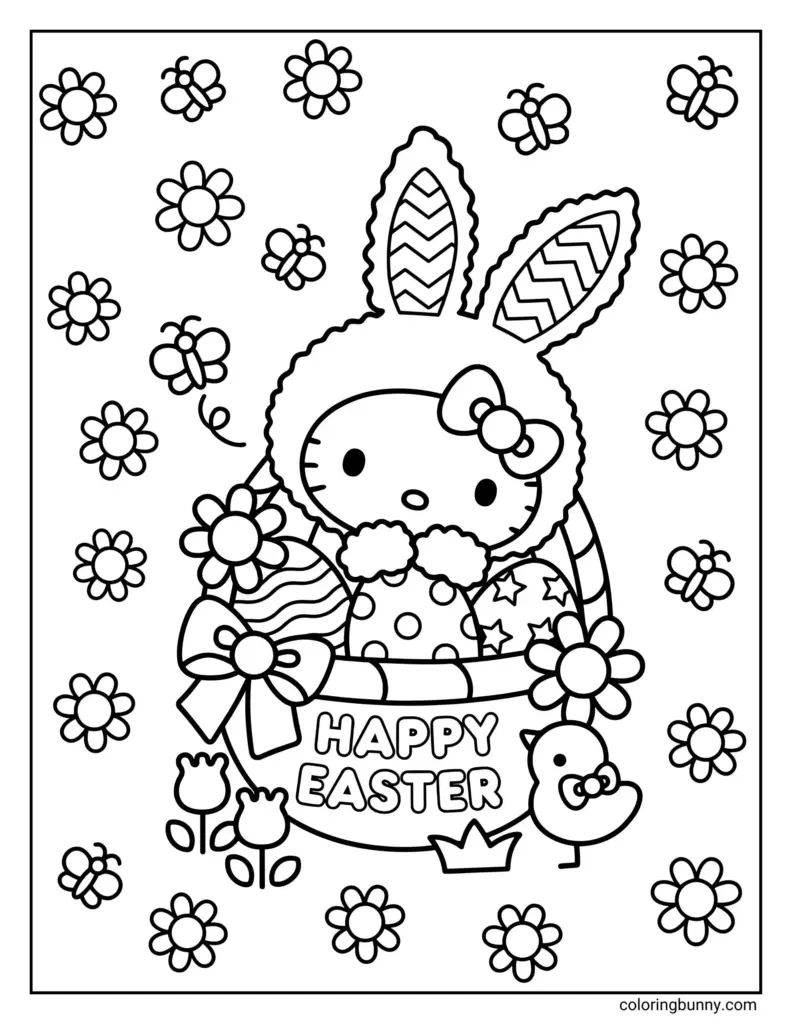 image alt text: child coloring beside kitty-themed page