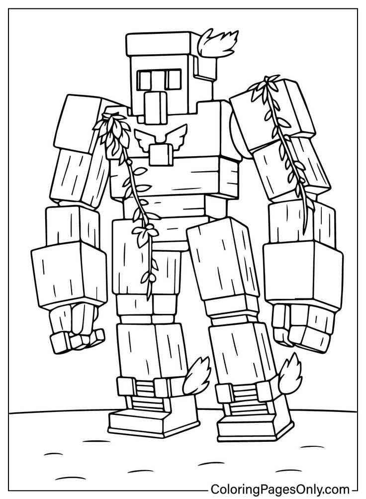 Minecraft character scene coloring page preview
