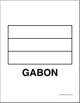Finished Gabon flag coloring page displayed on wall