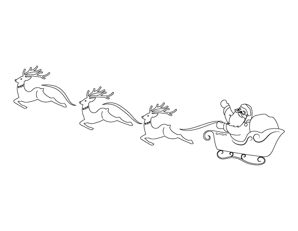 Santa Claus with reindeer ready-to-color scene